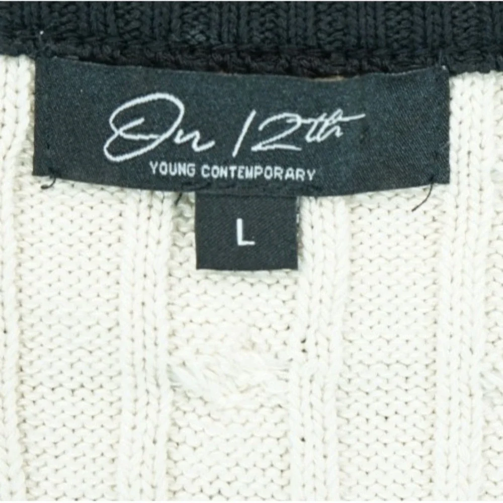 NWT On 12th Ivory Cable Knit Sweater Vest‎ Size Large Sleeveless ~ Young